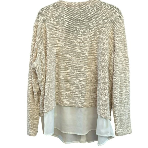 Calvin Klein Womens Beige Textured Sweater Faux Undershirt Plus Size Casual Work - Picture 5 of 5